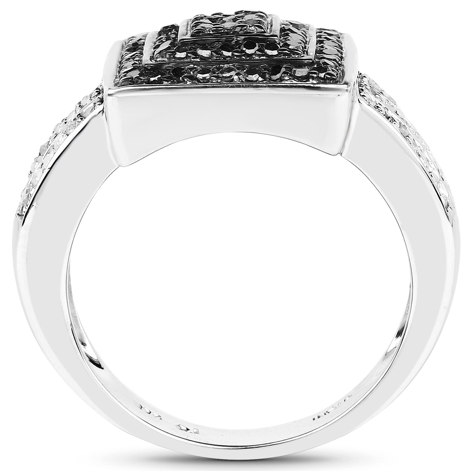 0.55 Carat Genuine Black Diamond and White Diamond .925 Sterling Silver Ring by Bids.com