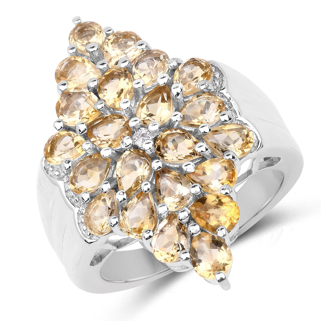 3.54 Carat Genuine Citrine and White Topaz .925 Sterling Silver Ring by Bids.com