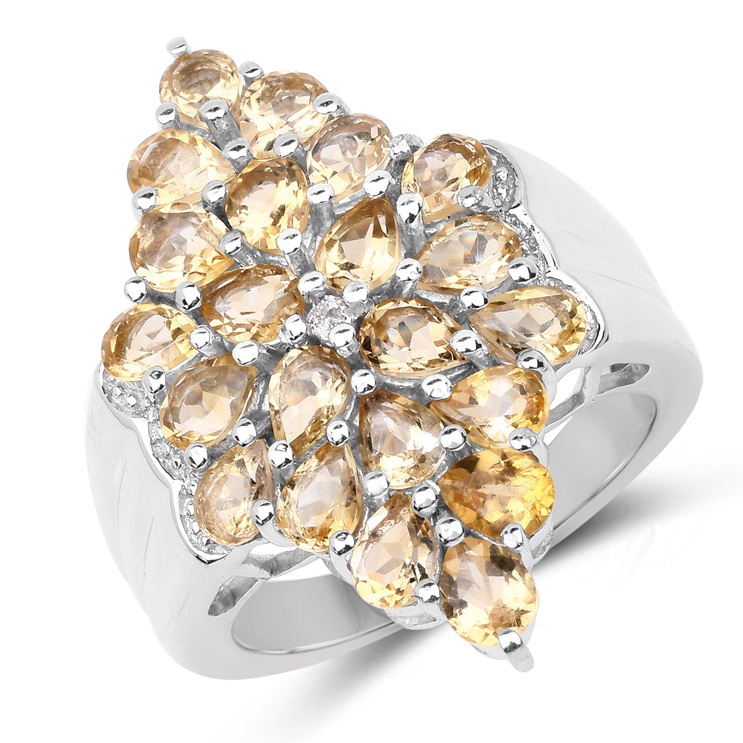 3.54 Carat Genuine Citrine and White Topaz .925 Sterling Silver Ring by Bids.com