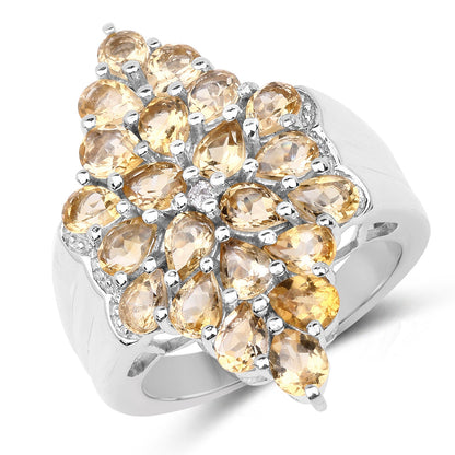 3.54 Carat Genuine Citrine and White Topaz .925 Sterling Silver Ring by Bids.com