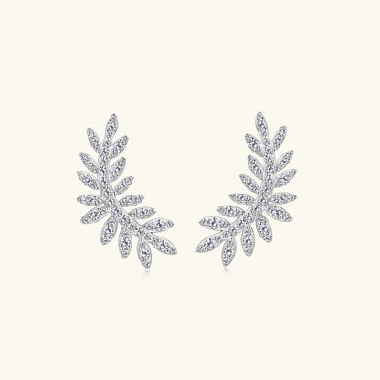 Sparkala™ 925 Sterling Silver Leaf Shape Stud Earrings by Sparkala