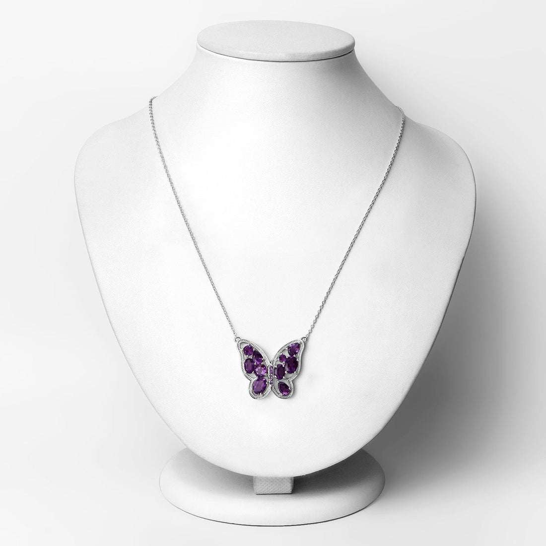 4.32 Carat Genuine Amethyst .925 Sterling Silver Necklace 