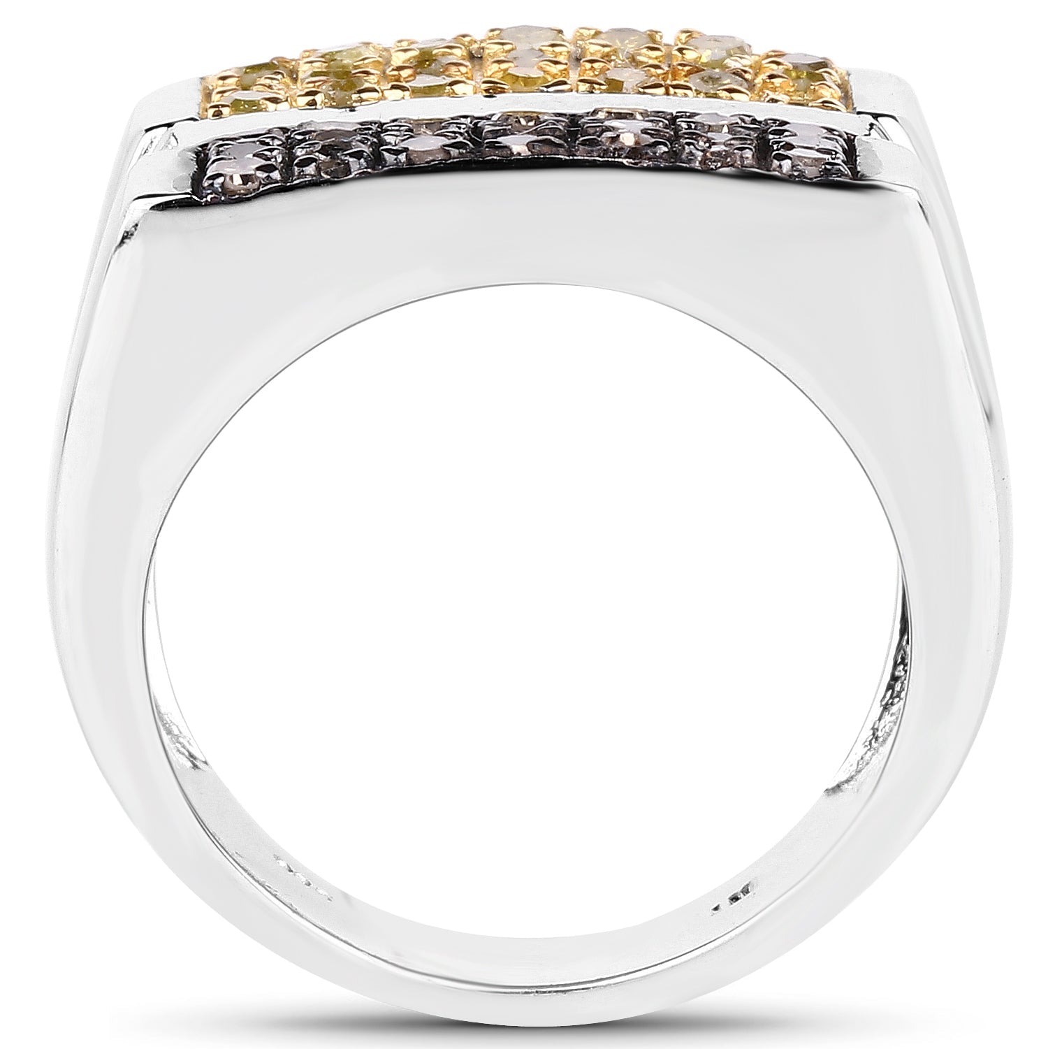 0.63 Carat Genuine Champagne Diamond and Yellow Diamond .925 Sterling Silver Ring by Bids.com