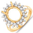 0.79 Carat Genuine White Diamond 14K Yellow Gold Semi Mount Ring - holds 11x9mm Oval Gemstone by Bids.com