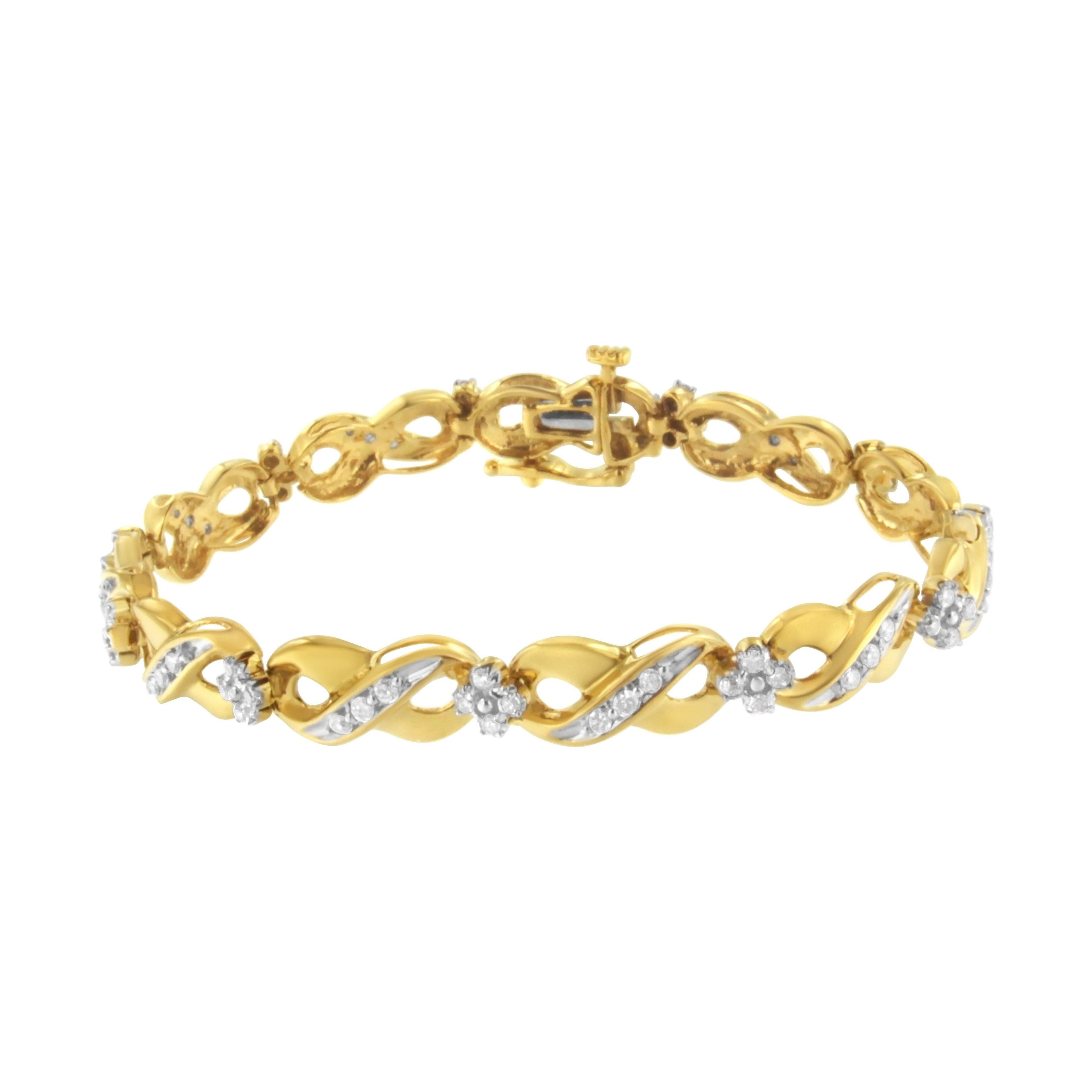 10K Yellow Gold Round-Cut Diamond Infinite Love Bracelet (1.00 cttw, I-J Color, I2-I3 Clarity) by Bids.com