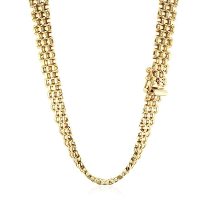 14k Yellow Gold Fancy Polished Multi-Row Panther Link Necklace by Bids.com
