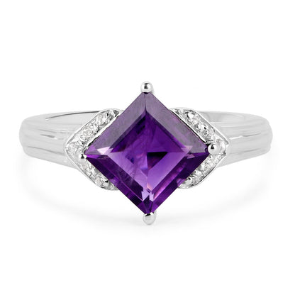 2.55 Carat Genuine Amethyst and White Topaz .925 Sterling Silver Ring by Bids.com