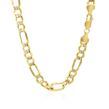 6.5mm 10k Yellow Gold Lite Figaro Chain  DestGlow