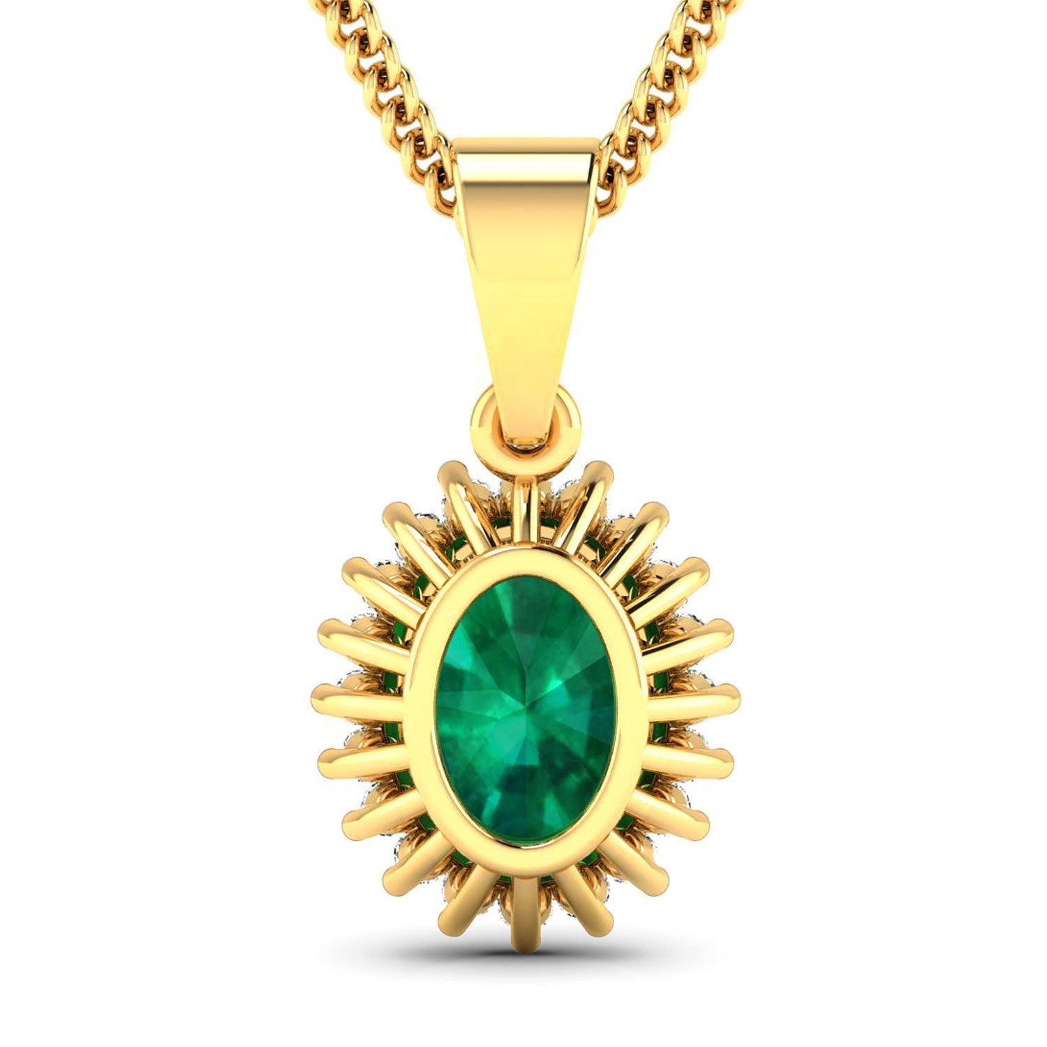 1.13 Carat Genuine Zambian Emerald and White Diamond 14K Yellow Gold Pendant by Bids.com