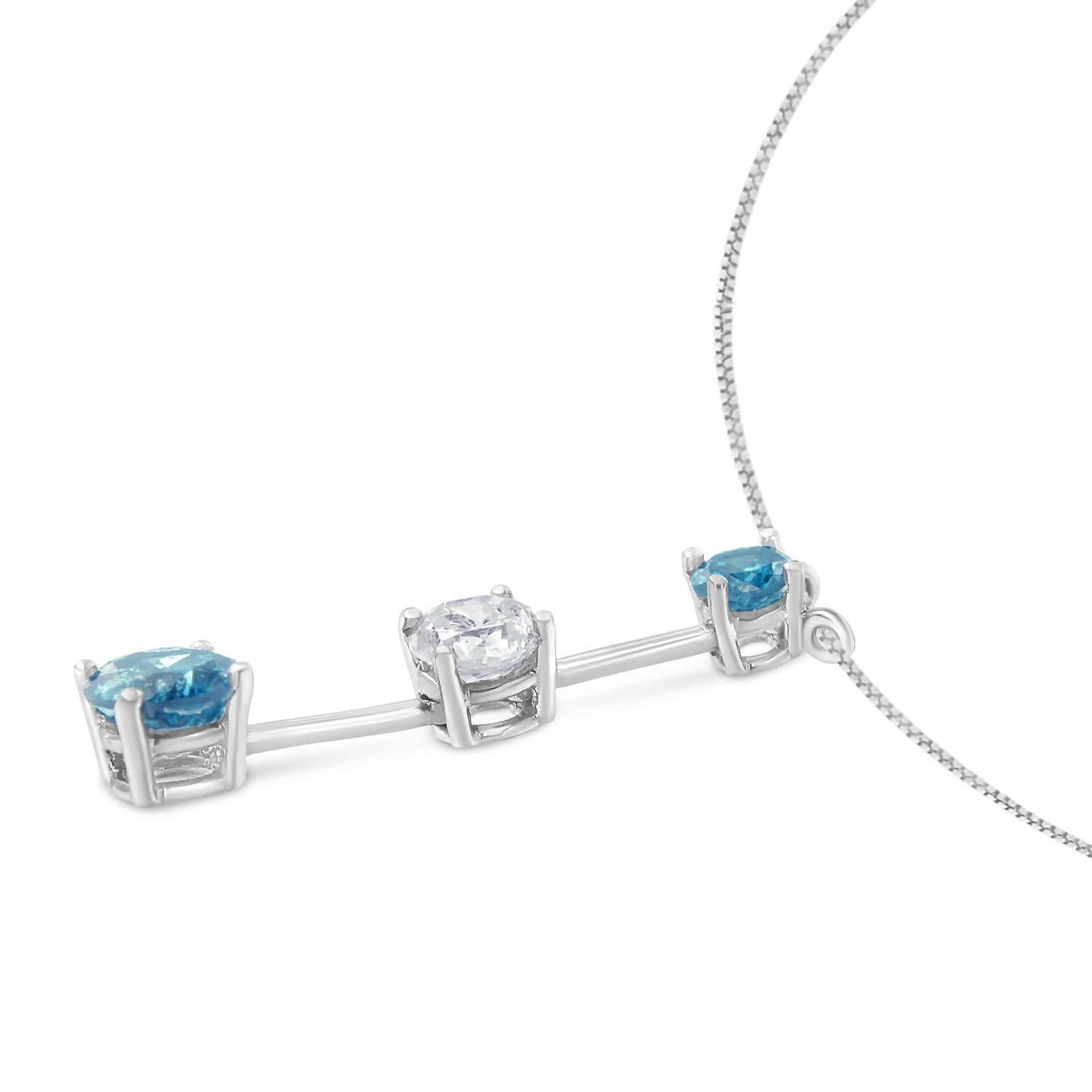 14K White Gold 1 1/2 cttw White and Treated Blue Diamond Pendant Necklace (H-I, I1-I2) by Bids.com