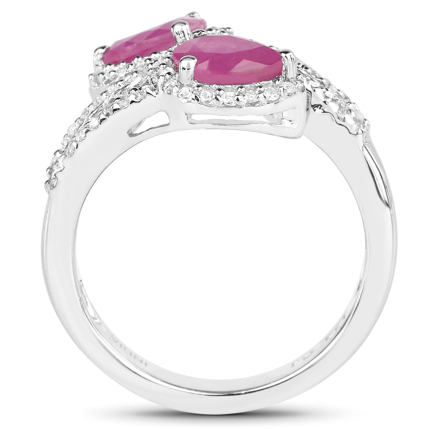 2.43 Carat Glass Filled Ruby and White Topaz Sterling Silver Ring by Bids.com