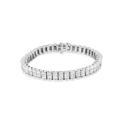 14K White Gold 5.00 Cttw Invisible Set Princess-Cut Diamond Belt and Buckle Tennis 7" Bracelet (H-I Color, SI1-SI2 Clarity) by Bids.com