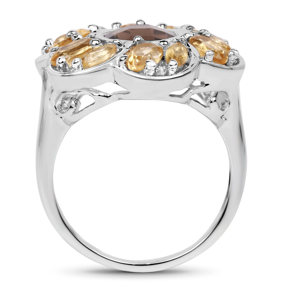 3.46 Carat Genuine Smoky Quartz &amp; Citrine .925 Sterling Silver Ring by Bids.com