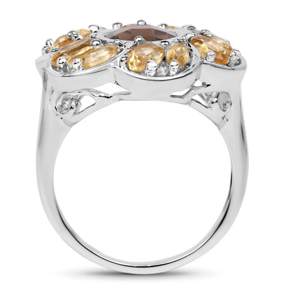 3.46 Carat Genuine Smoky Quartz &amp; Citrine .925 Sterling Silver Ring by Bids.com