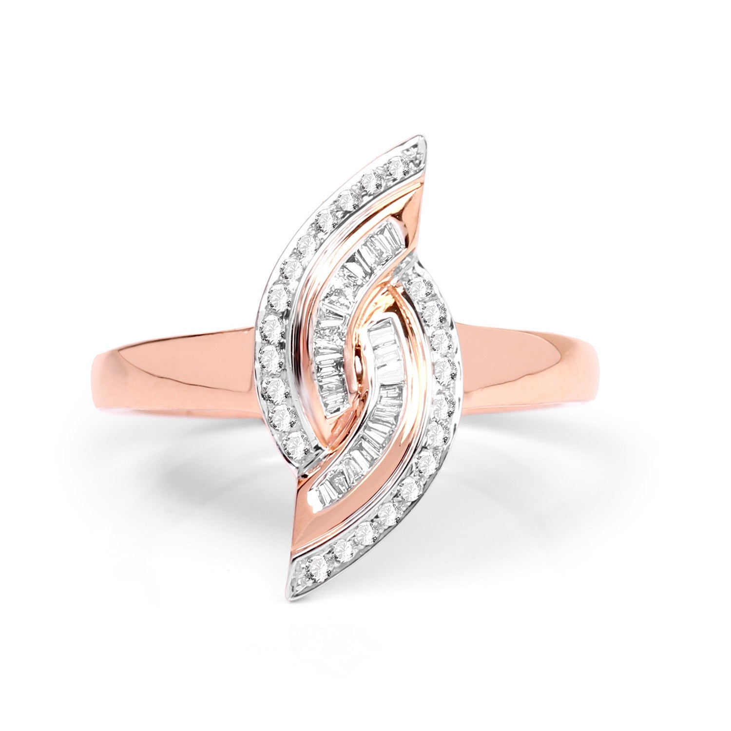 0.29 Carat Genuine White Diamond 14K Rose Gold Ring (E-F Color, SI1-SI2 Clarity) by Bids.com