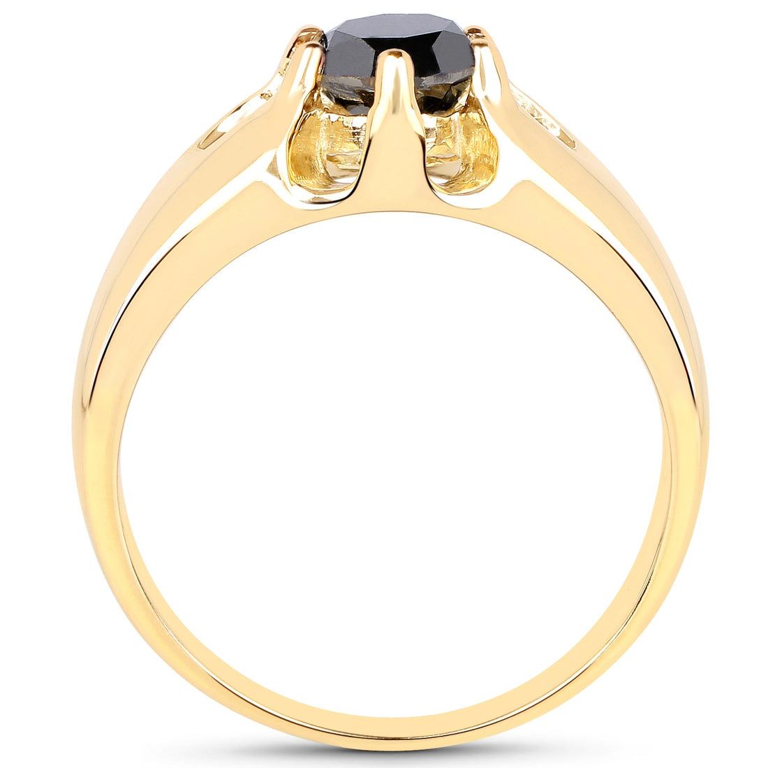 14K Yellow Gold Plated 1.00 Carat Genuine Black Diamond .925 Sterling Silver Ring by Bids.com