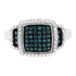 Black Rhodium Plated .925 Sterling Silver 1/2 Cttw White & Blue Diamond Square Halo Cocktail Ring (Fancy Blue & H-I Color, I2-I3 Clarity) - SIze 6 by Bids.com
