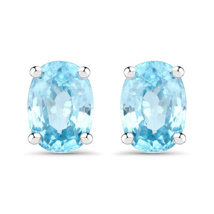 2.40 Carat Genuine Blue Zircon .925 Sterling Silver Earrings  DestGlow