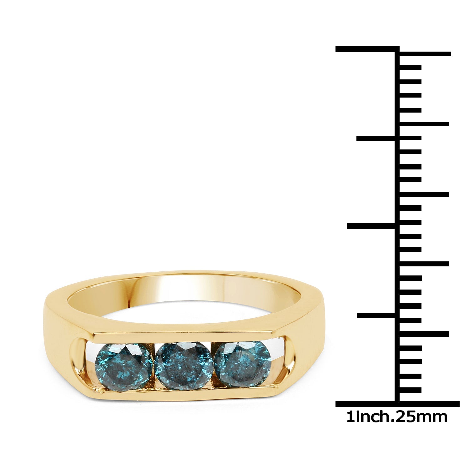 14K Yellow Gold Plated 0.90 Carat Genuine Blue Diamond .925 Sterling Silver Ring by Bids.com