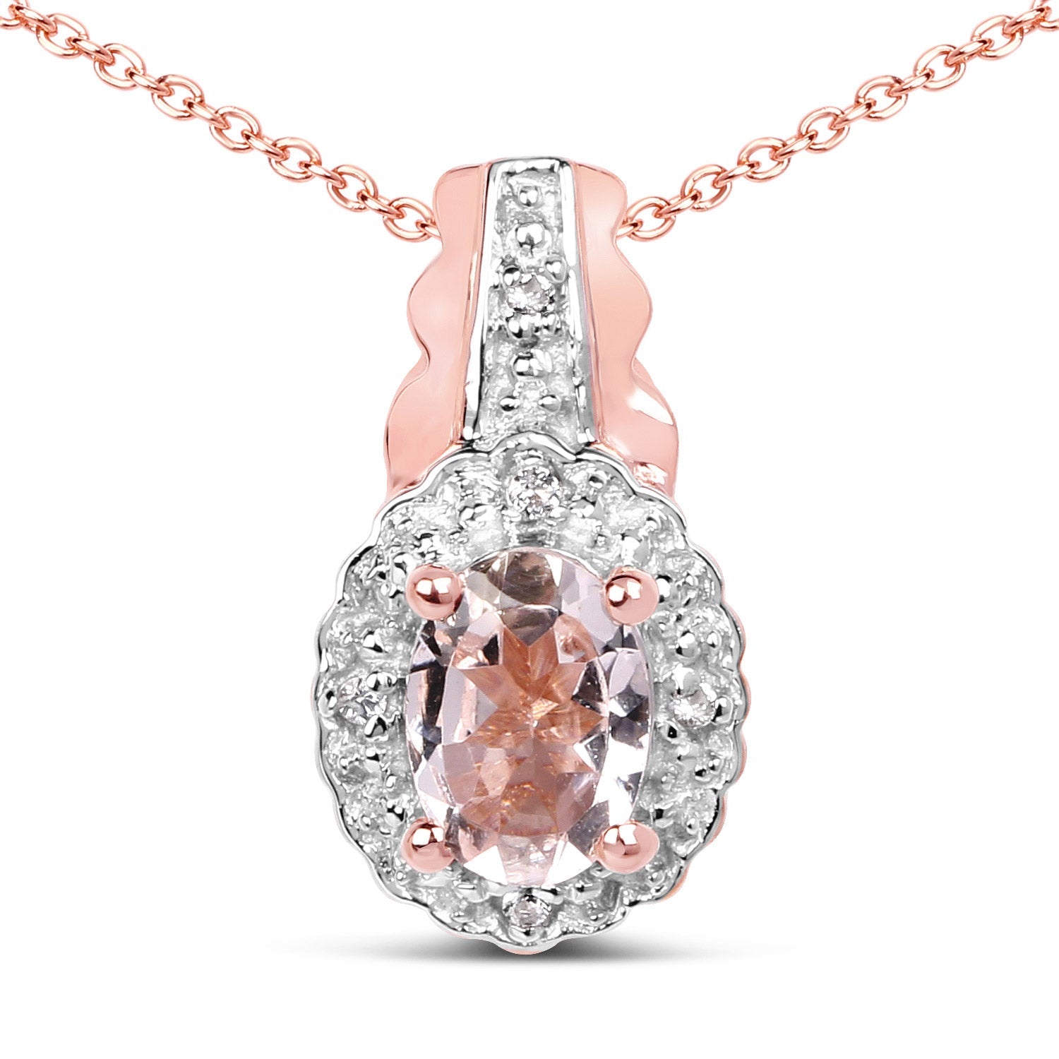 2.28 Carat Genuine Morganite and White Topaz .925 Sterling Silver 3 Piece Jewelry Set (Ring, Earrings, and Pendant w/ Chain) by Bids.com