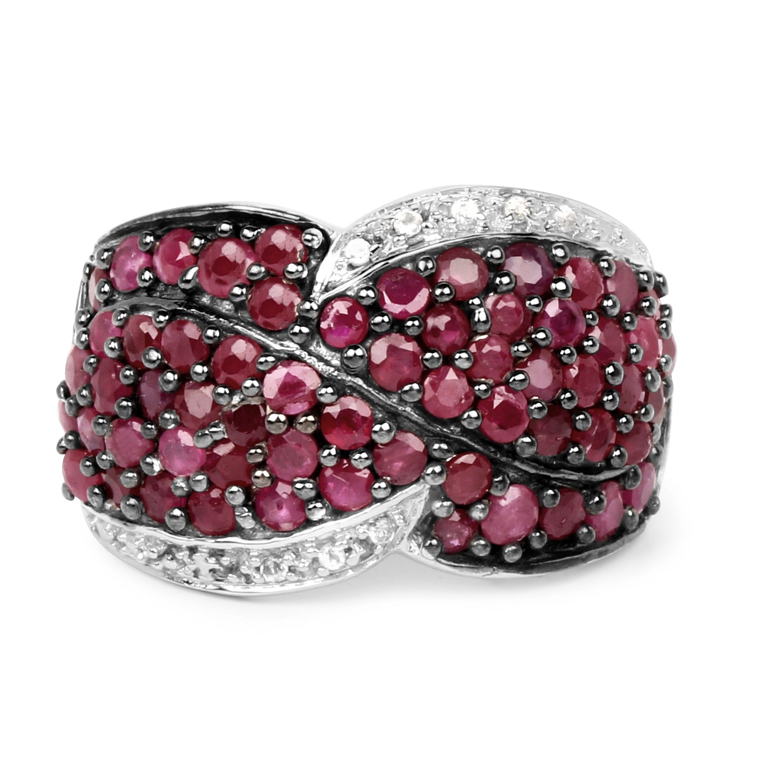 3.06 Carat Genuine Ruby &amp; White Topaz .925 Sterling Silver Ring by Bids.com