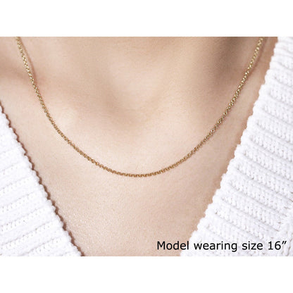 14k Yellow Gold Round Cable Link Chain 1.5mm  DestGlow