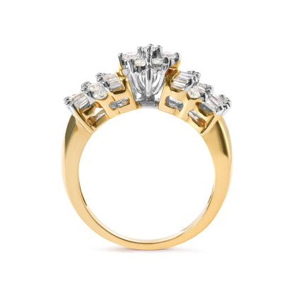 10K Yellow Gold 1.00 Cttw Diamond Starburst Ring Band (H-I Color, I1-I2 Clarity) - Ring Size 7 by Bids.com