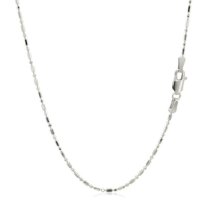 14k White Gold Diamond-Cut Alternating Bead Chain 1.2mm by Bids.com