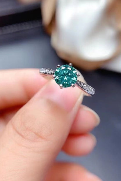 All For You 2 Carat Green Brilliant Round Cut Sparkala™ Platinum Over Pure Sterling Silver Ring by Sparkala