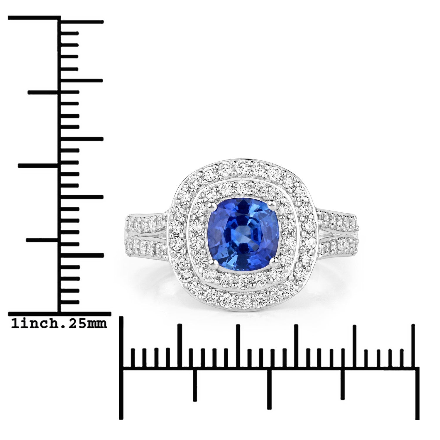 1.96 Carat Genuine Blue Sapphire and White Diamond 18K White Gold Ring by Bids.com