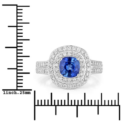 1.96 Carat Genuine Blue Sapphire and White Diamond 18K White Gold Ring by Bids.com
