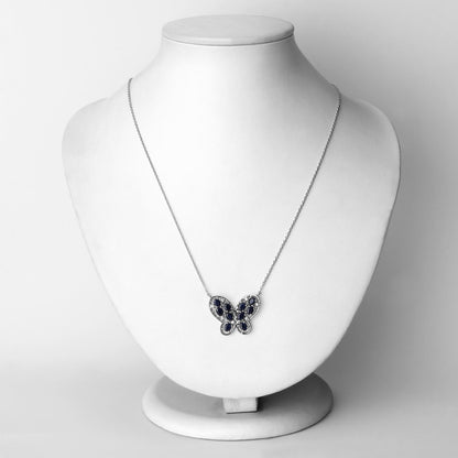 2.16 Carat Genuine Blue Sapphire and White Zircon .925 Sterling Silver Necklace by Bids.com