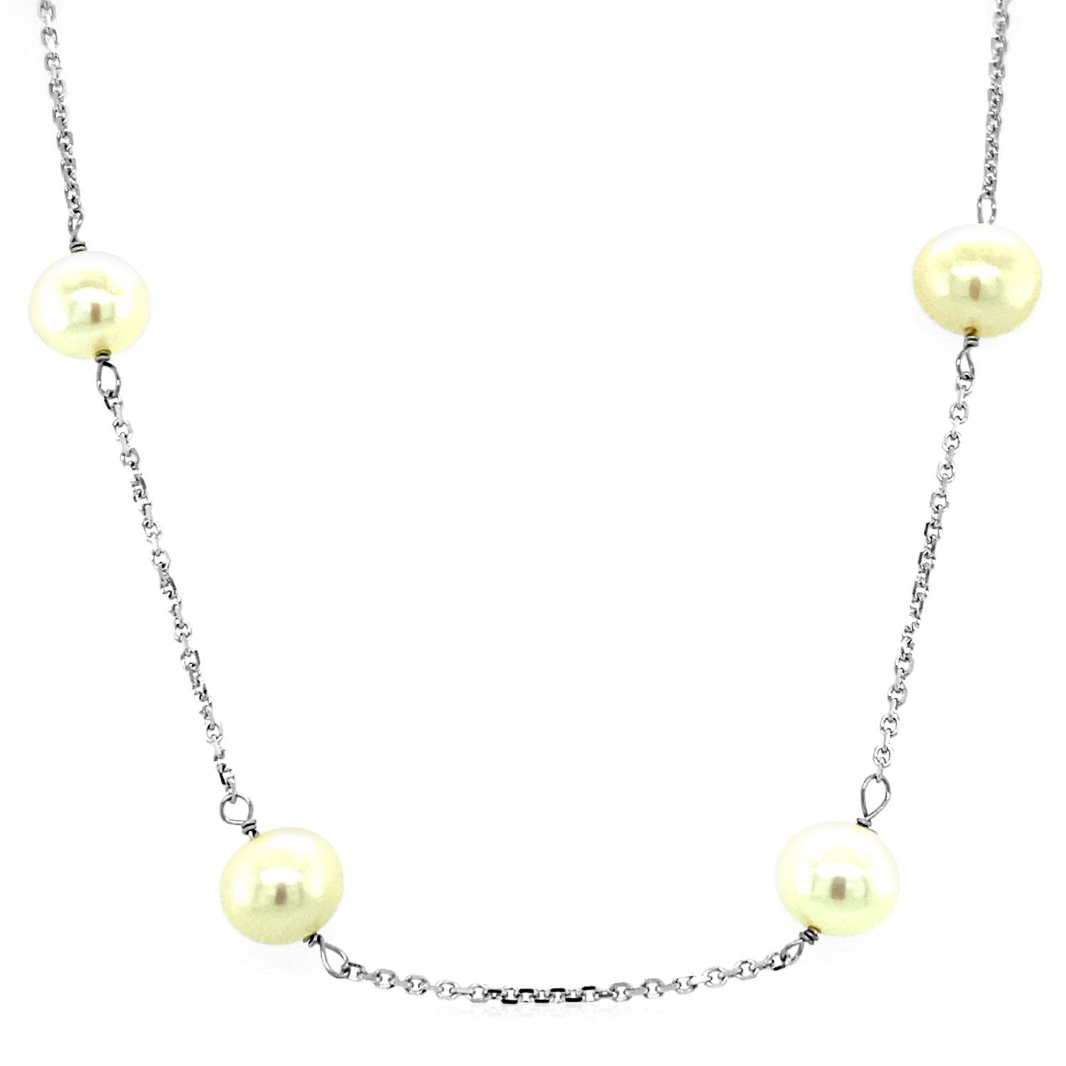 14k White Gold Necklace with White Pearls by Bids.com