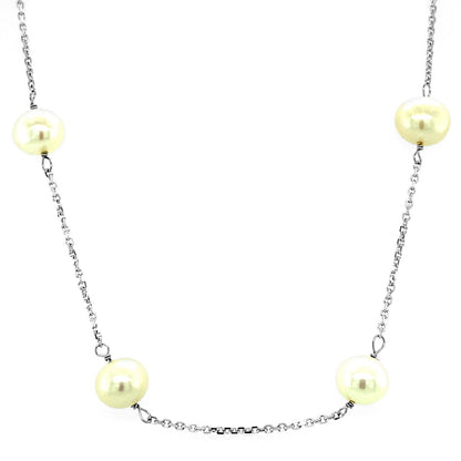 14k White Gold Necklace with White Pearls by Bids.com