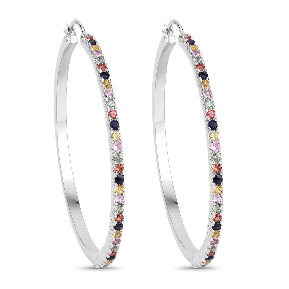 2.24 Carat Genuine Multi Sapphire .925 Sterling Silver Earrings by Bids.com