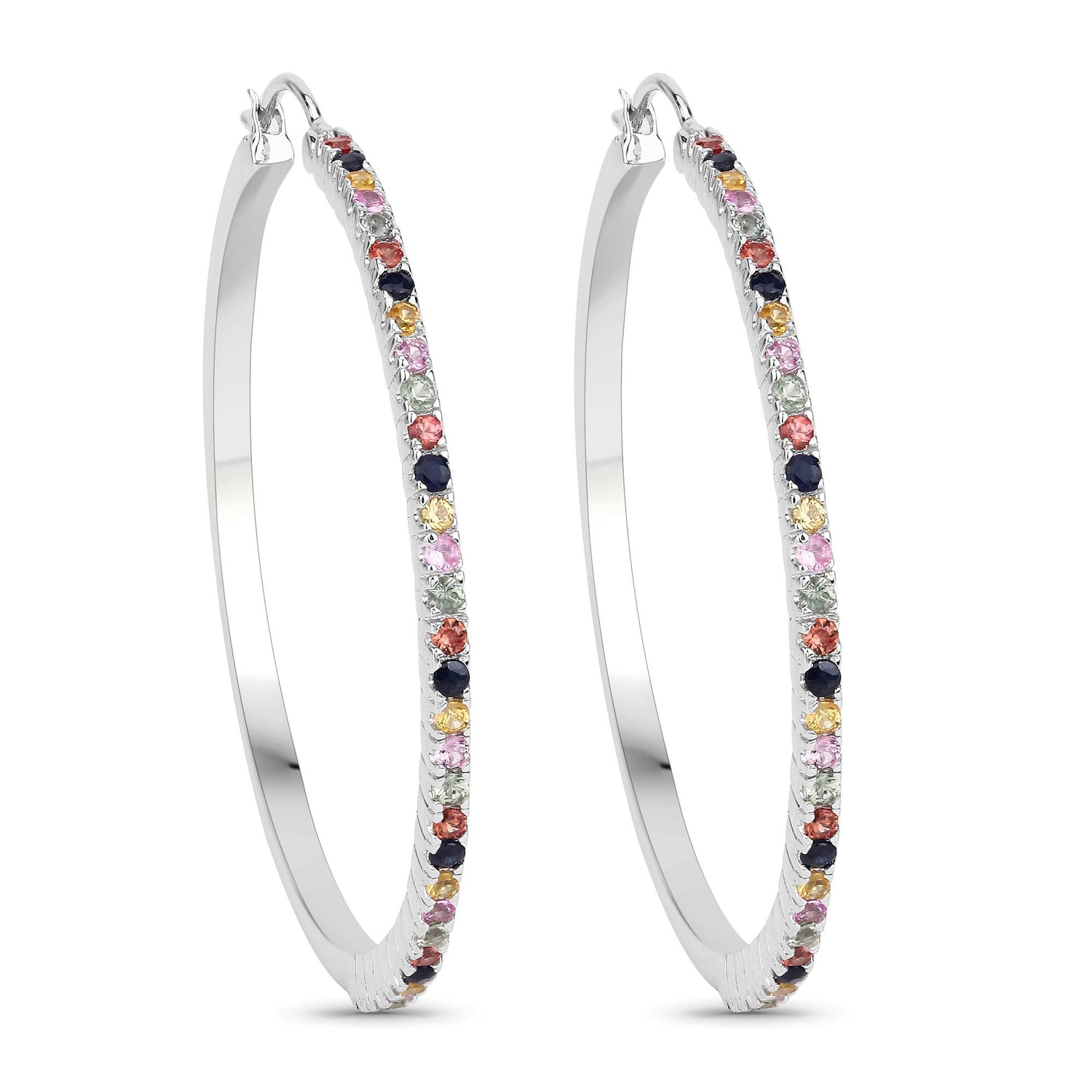 2.24 Carat Genuine Multi Sapphire .925 Sterling Silver Earrings by Bids.com
