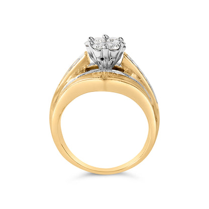 14K Yellow Gold 2-1/3 Cttw Diamond Cluster Channel Set Chevron Shaped Engagement Ring (H-I Color, SI1-SI2 Clarity) - Ring Size 7 by Bids.com