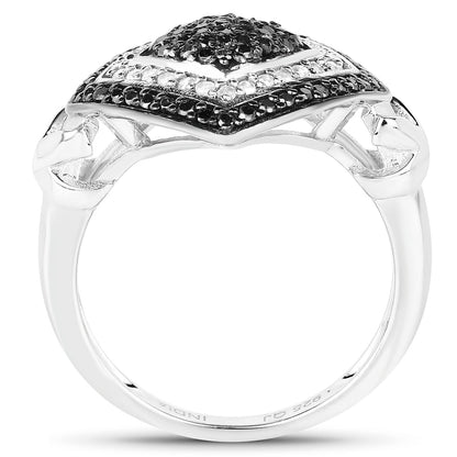 0.56 Carat Genuine White Diamond and Black Diamond .925 Sterling Silver Ring by Bids.com
