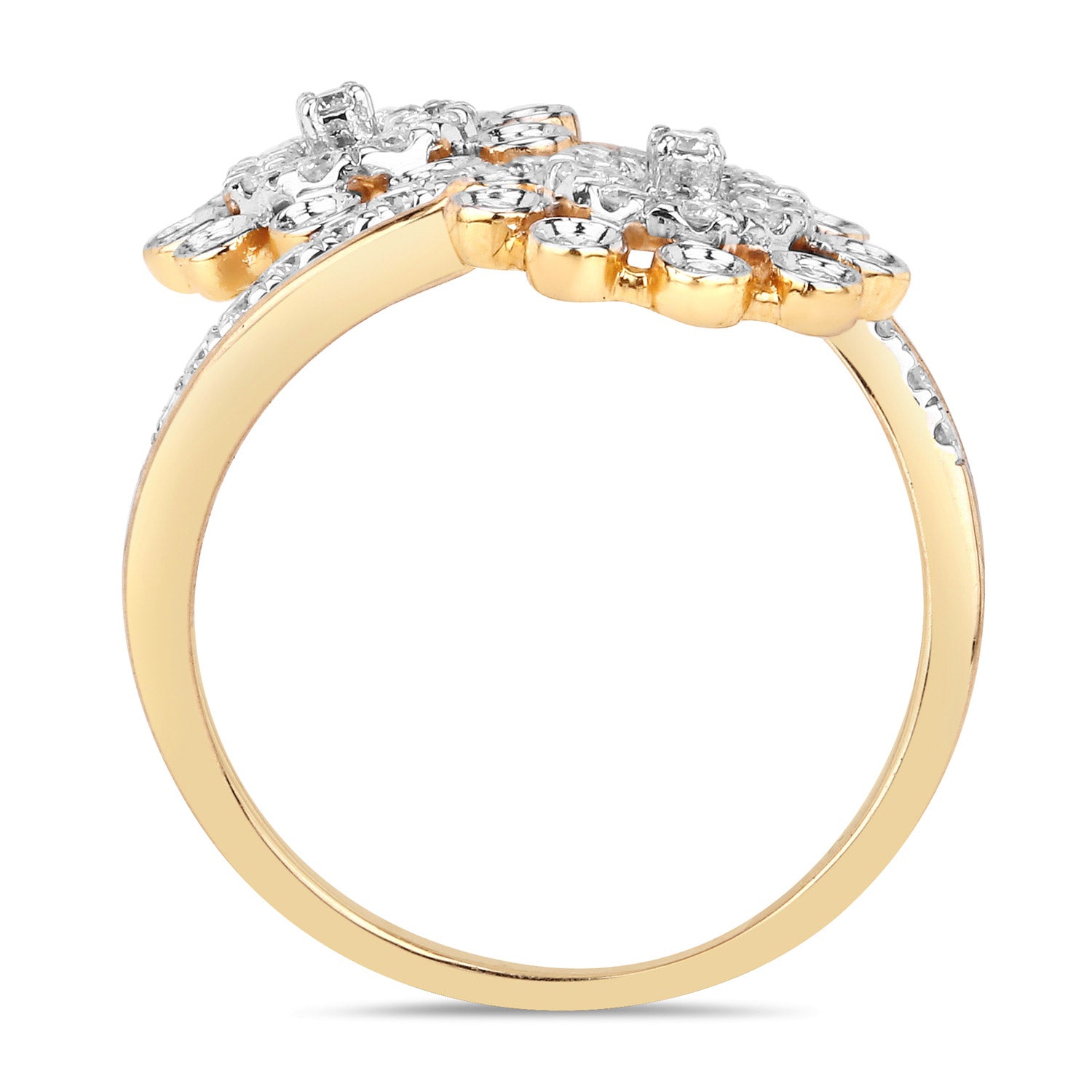 0.56 Carat Genuine White Diamond 14K Yellow Gold Ring (E-F Color, SI1-SI2 Clarity) by Bids.com