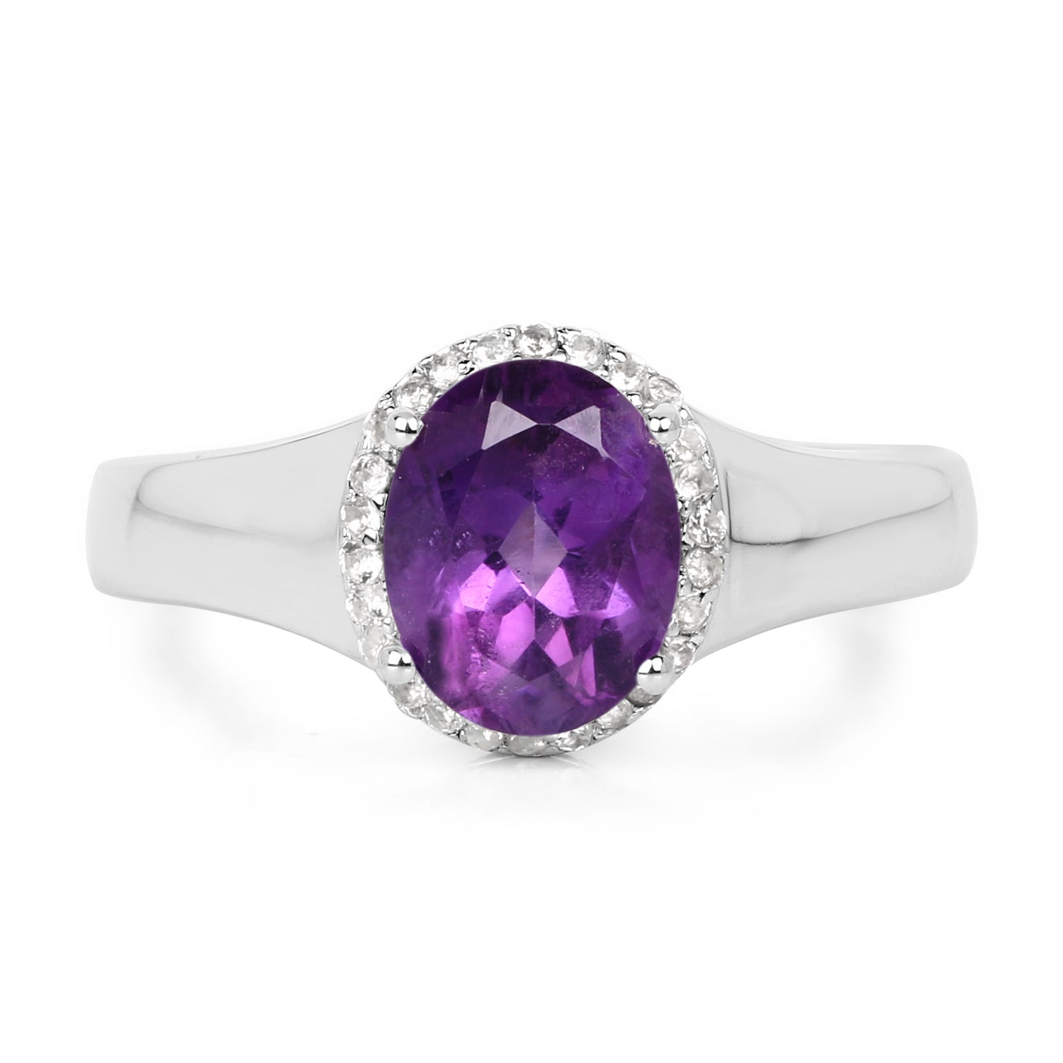 1.73 Carat Genuine Amethyst and White Topaz .925 Sterling Silver Ring by Bids.com