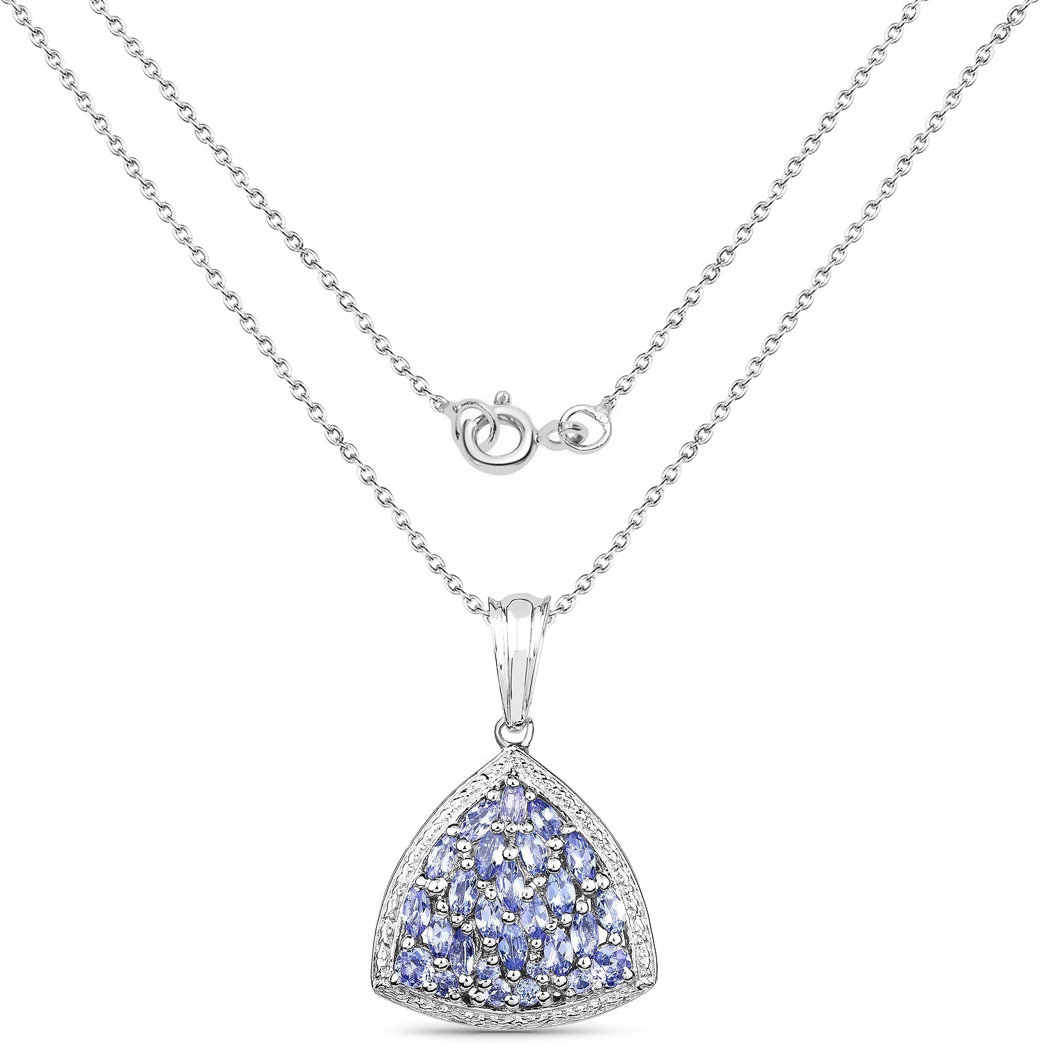 1.96 Carat Genuine Tanzanite .925 Sterling Silver Pendant  DestGlow
