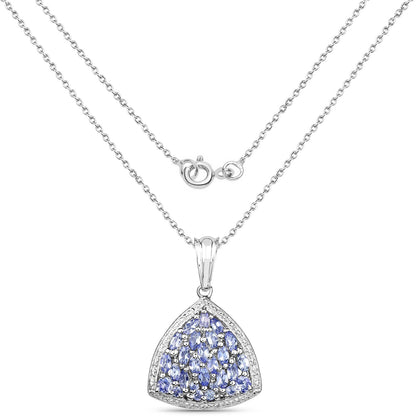 1.96 Carat Genuine Tanzanite .925 Sterling Silver Pendant  DestGlow