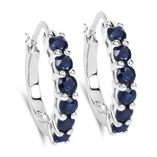 1.32 Carat Genuine Blue Sapphire .925 Sterling Silver Earrings  DestGlow