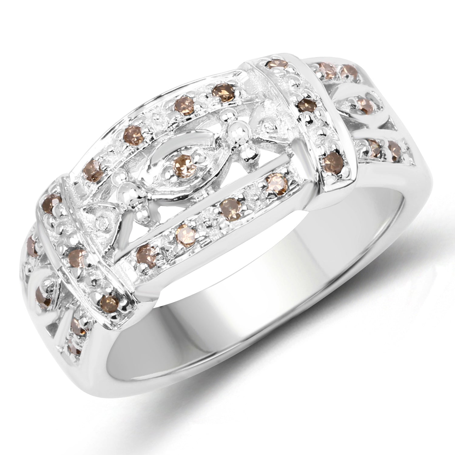 0.32 Carat Genuine Champagne Diamond .925 Sterling Silver Ring by Bids.com