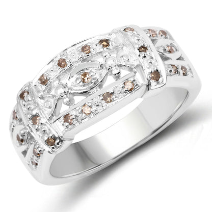 0.32 Carat Genuine Champagne Diamond .925 Sterling Silver Ring by Bids.com