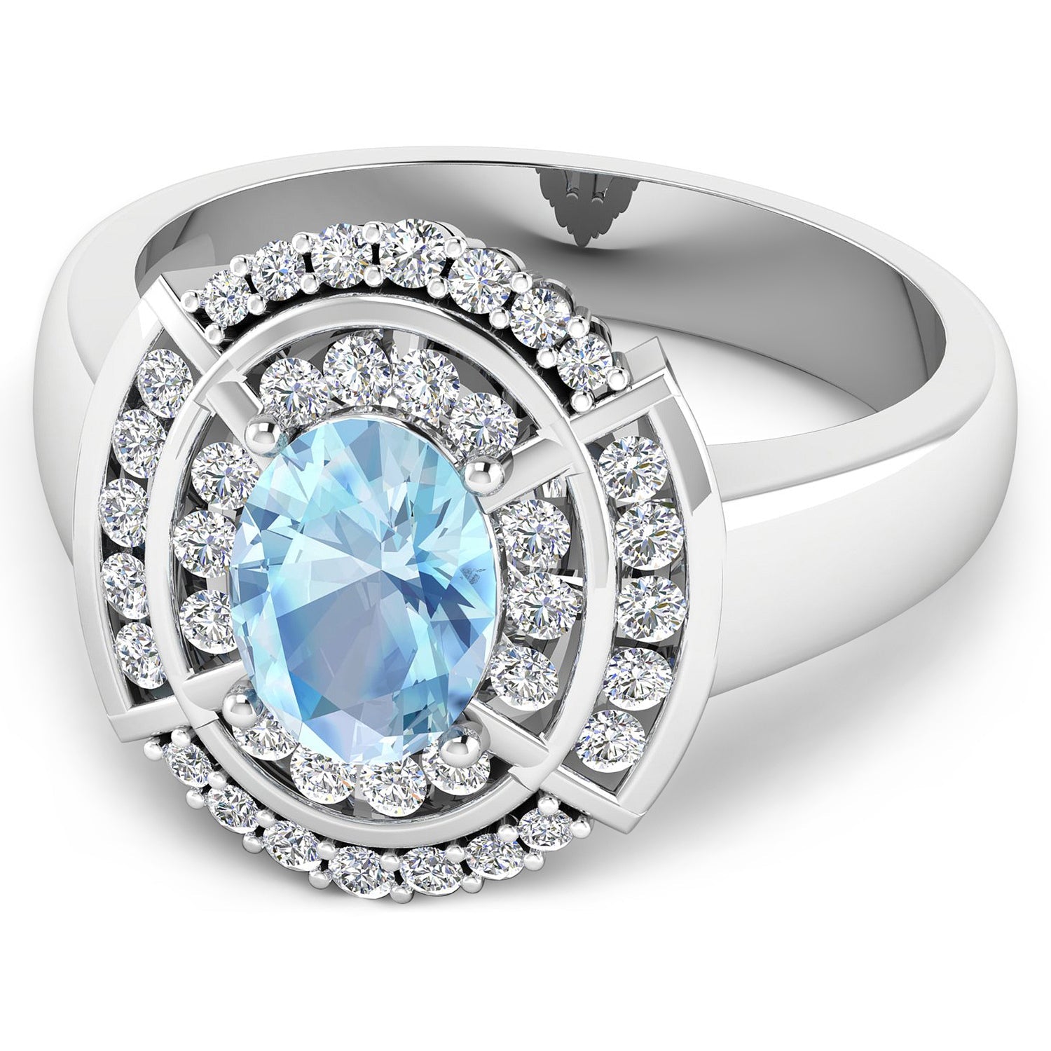 1.57 Carat Genuine Aquamarine and White Diamond 14K White Gold Ring by Bids.com