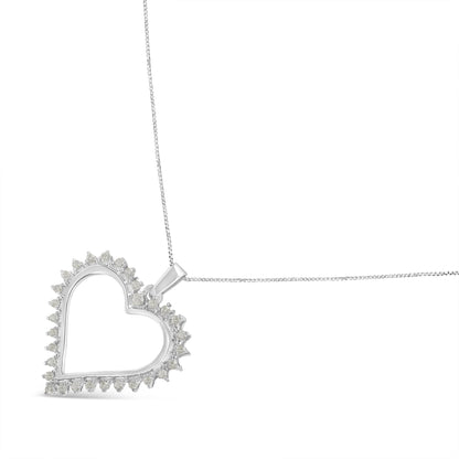 .925 Sterling Silver 1/4 cttw 3-Prong Diamond Open Heart 18" Pendant Necklace (I-J Color, I3 Clarity) by Bids.com