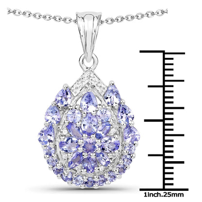 2.64 Carat Genuine Tanzanite and White Topaz .925 Sterling Silver Pendant  DestGlow