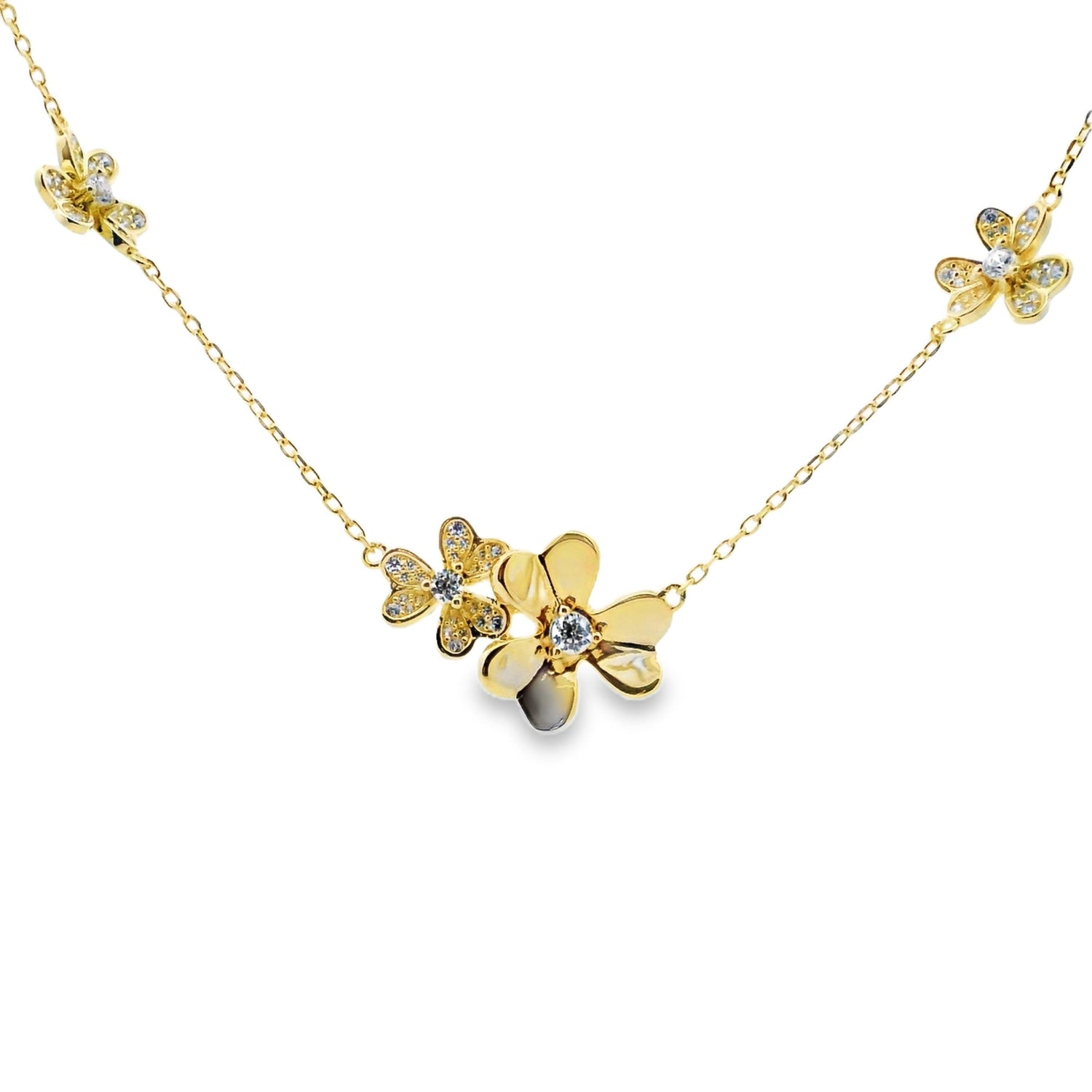 Genuine Cubic Zirconia Flower Pendant Sterling Silver by Bids.com
