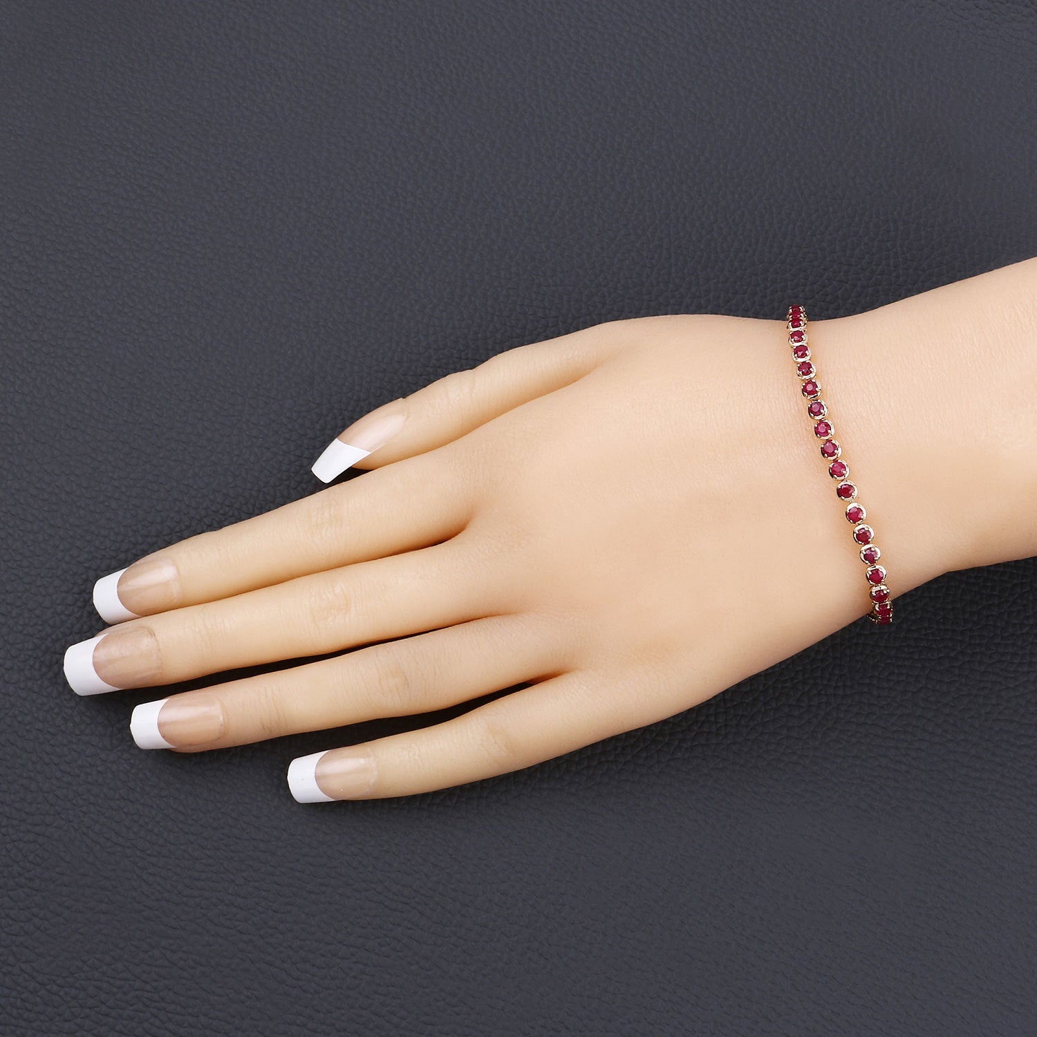 3.13 Carat Genuine Mozambique Ruby 14K Yellow Gold Bracelet by Bids.com